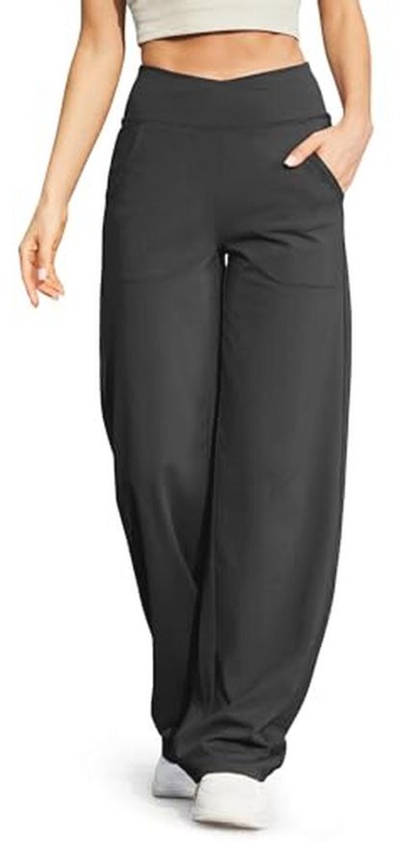 Wijde Pijpen Broek voor Vrouwen - Comfortabele Yoga en Lounge Broek met Zakken