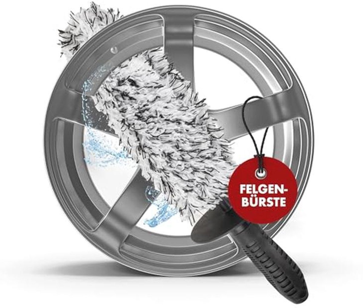 Premium microvezel velgenborstel met ergonomische handgreep en spatbescherming voor kras- en streeploos reinigen