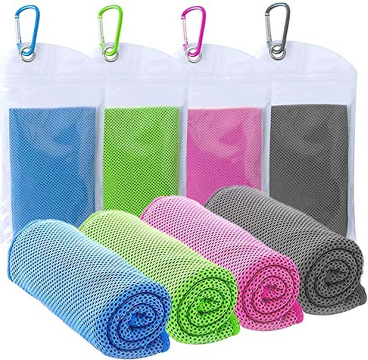 Set van 4 verkoelende handdoeken - Sporthanddoeken voor gym, golf, hardlopen, yoga en meer