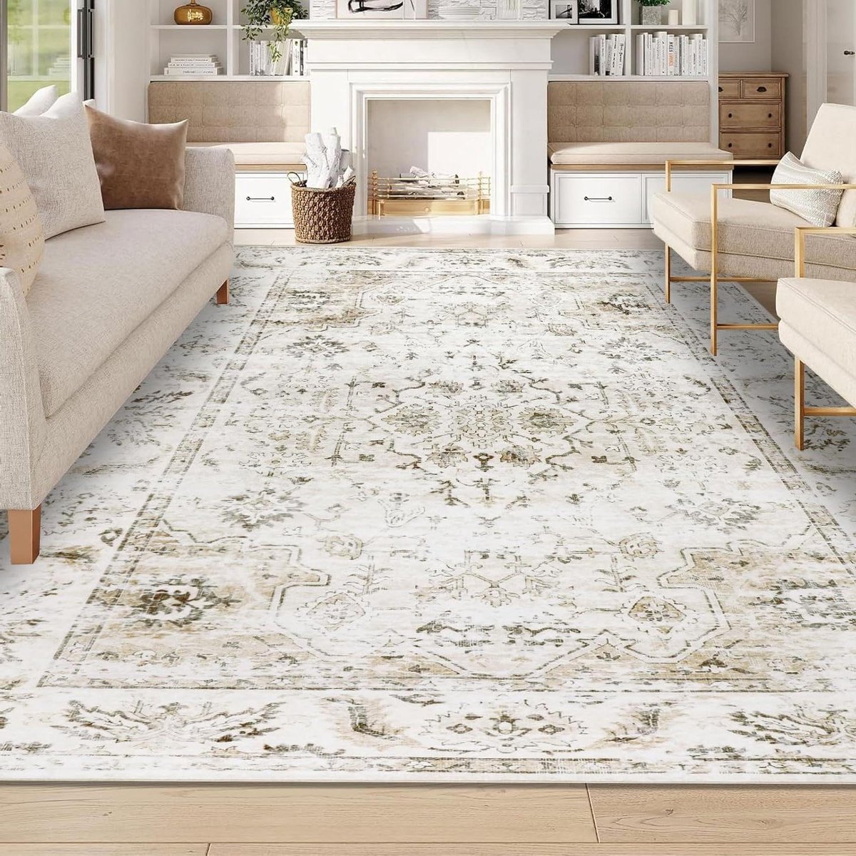 Provento - Wasbaar tapijt 160x230cm Oriental Beige - Zachte laagpolig vloerkleed voor woonkamer, slaapkamer, kinderkamer, eetkamer en kantoor