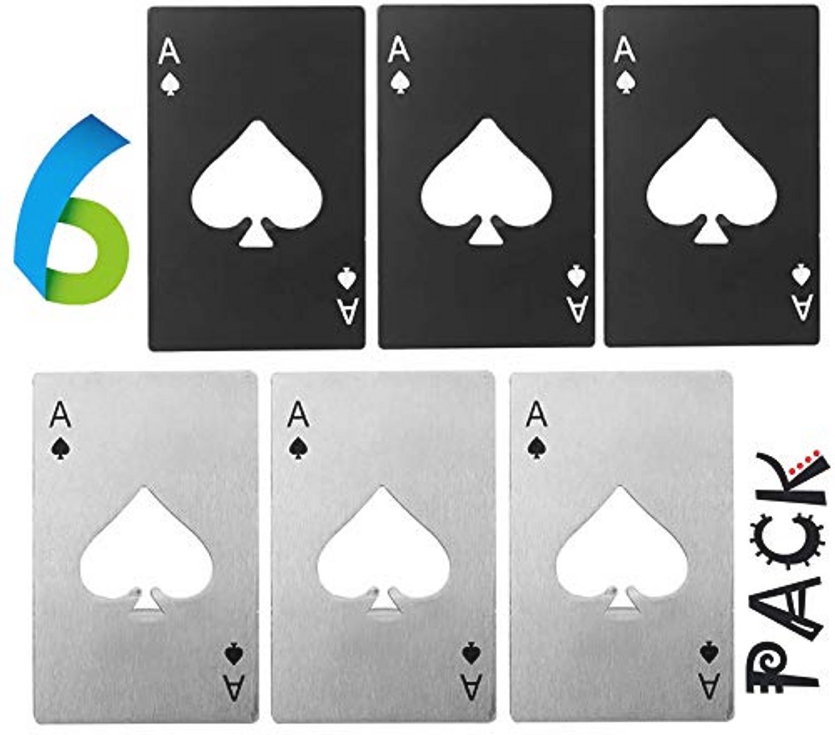 Set van 6 flessenopeners - Gepersonaliseerde Bieraccessoires voor Poker en Casino
