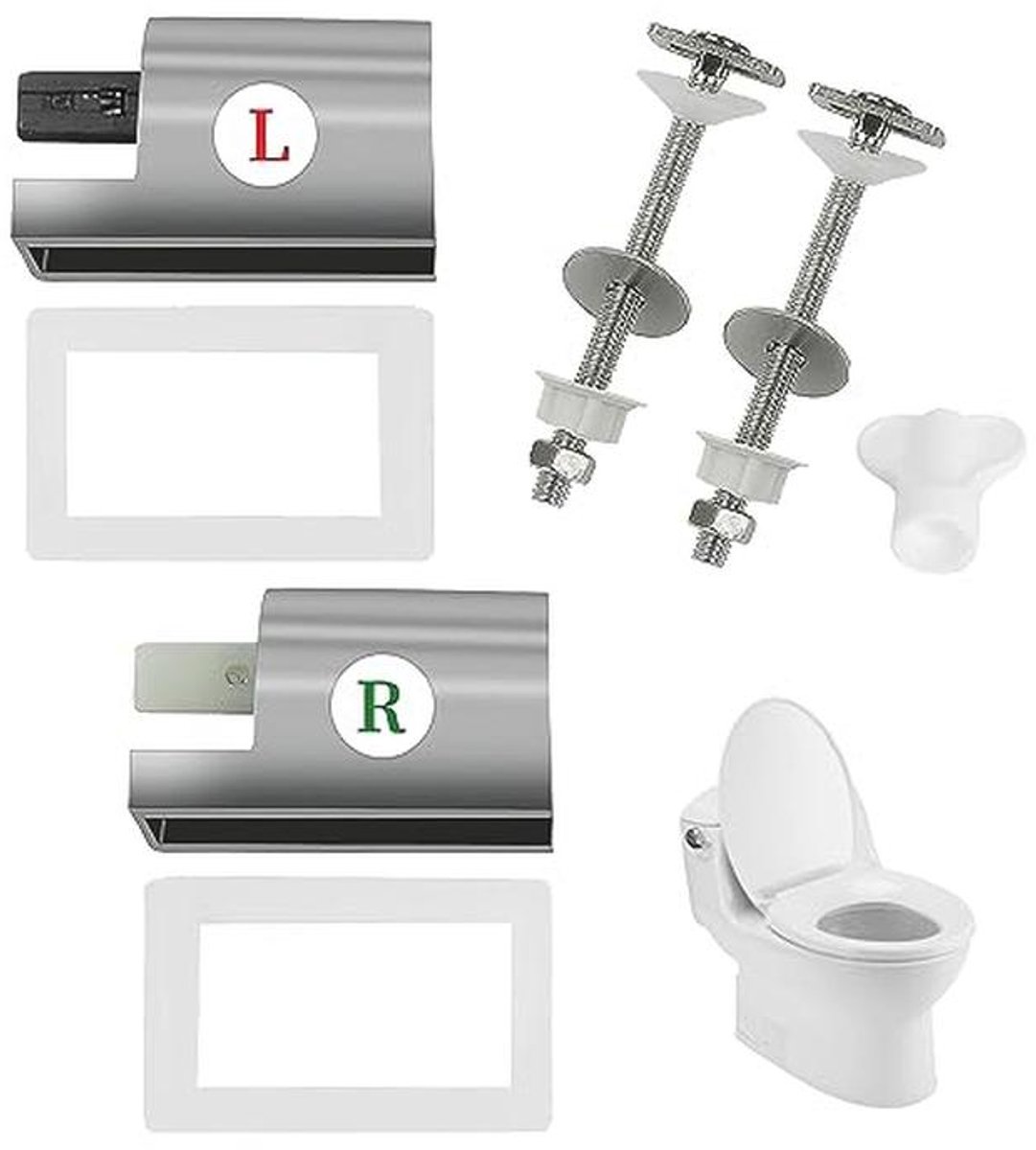 Universeel Softclose Toiletbril Opzetstuk met D-vormige Scharnieren van Roestvrij Staal