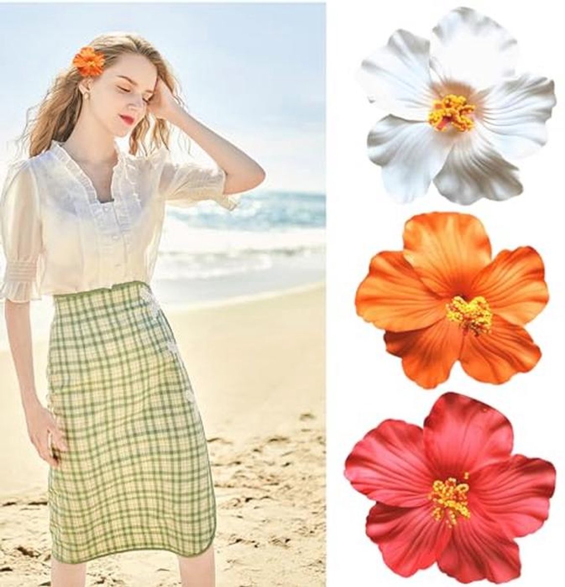 Set van 3 Hawaïaanse Bloemen Haarspelden voor Dames