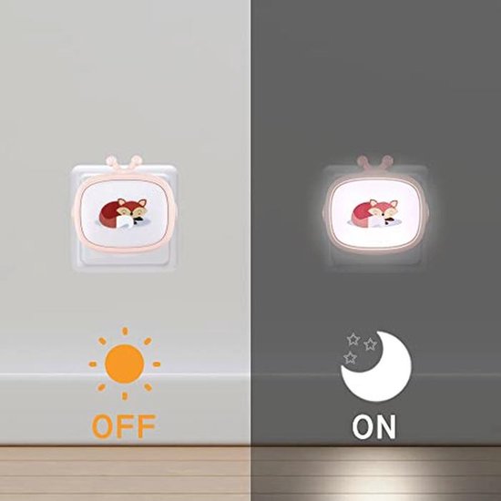Stopcontact Nachtlampje voor Kinderen met Walvis en Vos Motief - 2 Stukken LED-Muurlamp met Schemersensor voor Trap, Hal, Toilet en Zolder van Merkloos — afbeelding 2