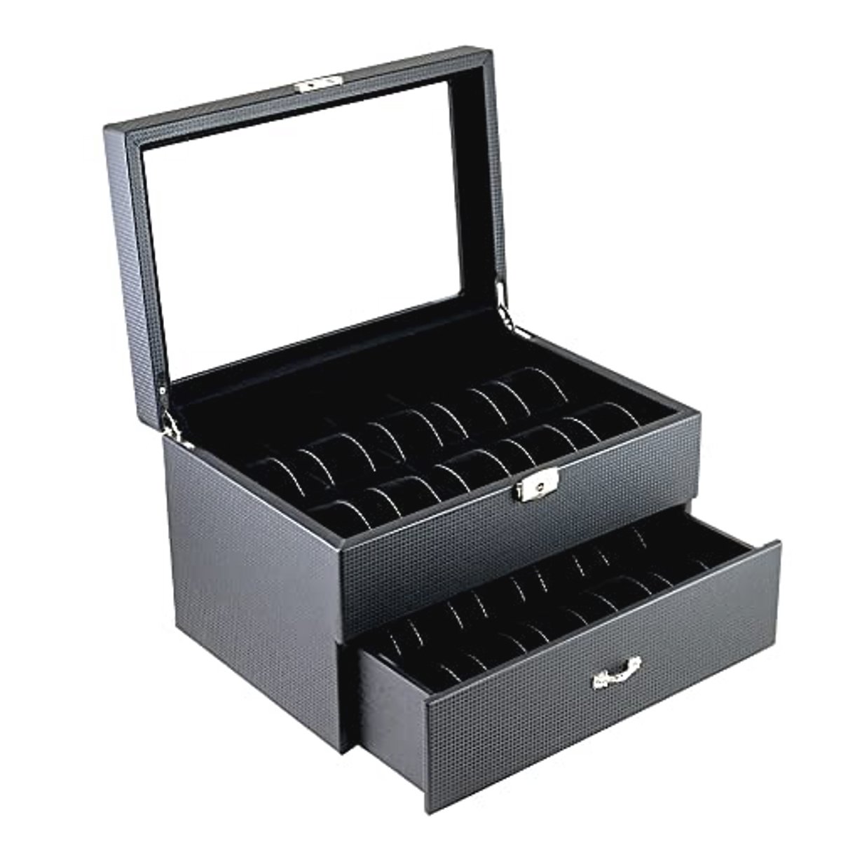 Horloge Opbergdoos voor 20 Horloges met Koolstofvezel Patroon