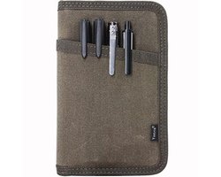 Tintris Journal Cover voor Field Notes Notebooks Moleskine Cahier 3,5 x 5,5 met rits penhouder, Waterbestendig Pocket Notebook Cover voor Journal Notebook planner, Classy Waxed Canvas, Olijf