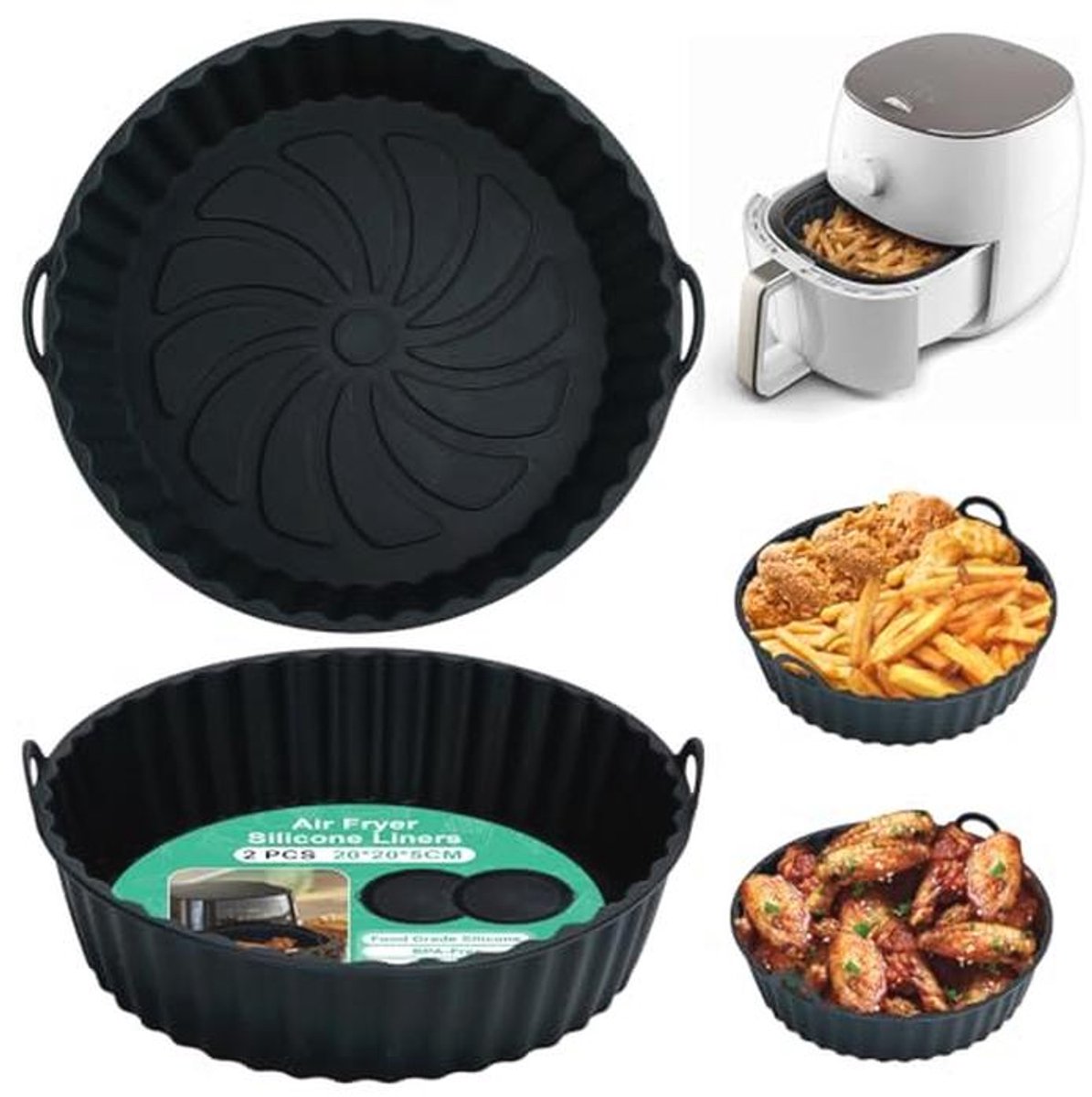 Silicone Air Fryer Pan Liners - Reusable Accessories for Air Fryers, Microwaves, and Ovens