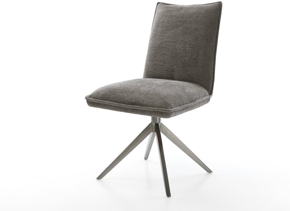 Eetkamerstoel Lelio-Flex kruisframe breed grafiet bouclé zacht mud 360° draaibaar rocker-f