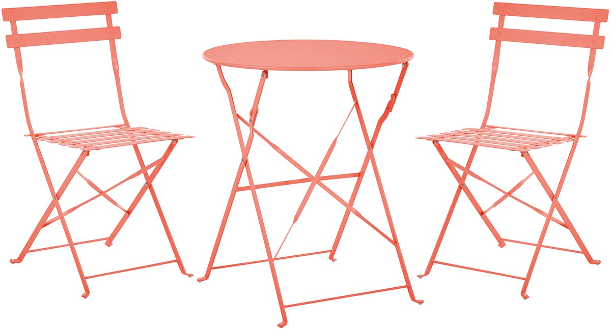 Bol.com FIORI - Bistroset voor 2 - Koraalrood - Staal aanbieding