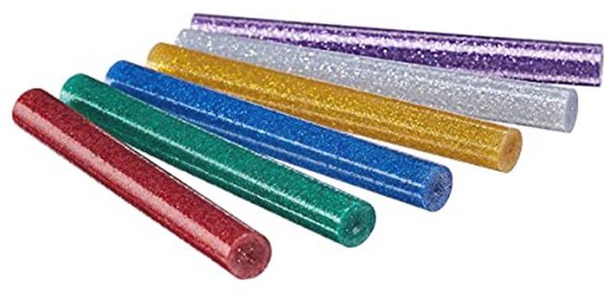Set glitterlijmpistoolsticks in 6 kleuren - 30 stuks voor hotmelt knutselen en decoreren