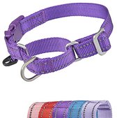 YUDOTE Reflecterende Martingale halsbanden Ontsnappingsbestendig Anti-Pull Training Coller met Veiligheid Quick Release Gesp voor Smalle Hoofd Honden Gemakkelijk Lopen, Medium Lila