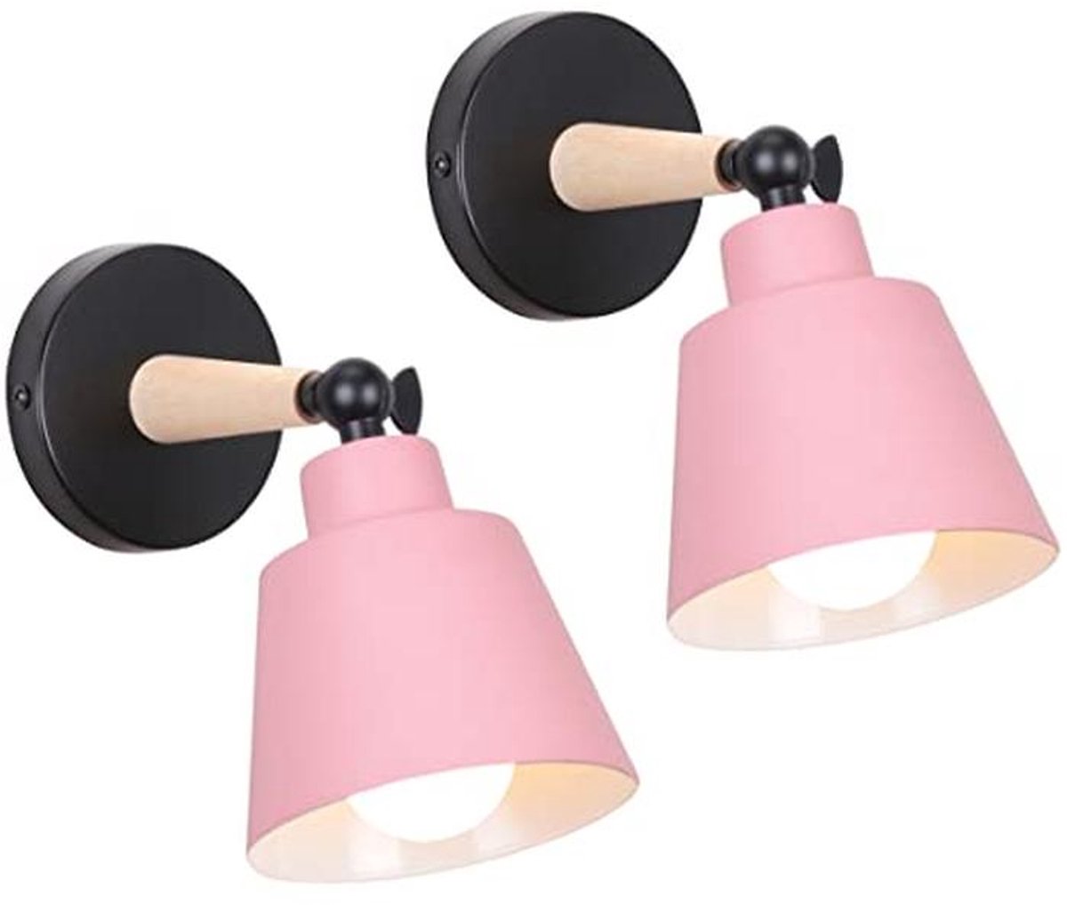 Moderne wandlampen 2 stuks - Stijlvolle wandverlichting van metaal en hout voor binnen