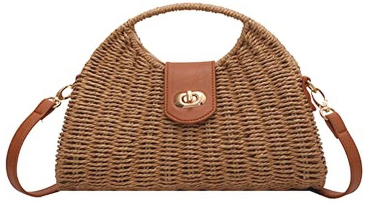 Geweven Stro Crossbody Tas voor Dames - Perfecte Strandtas voor Vakantie