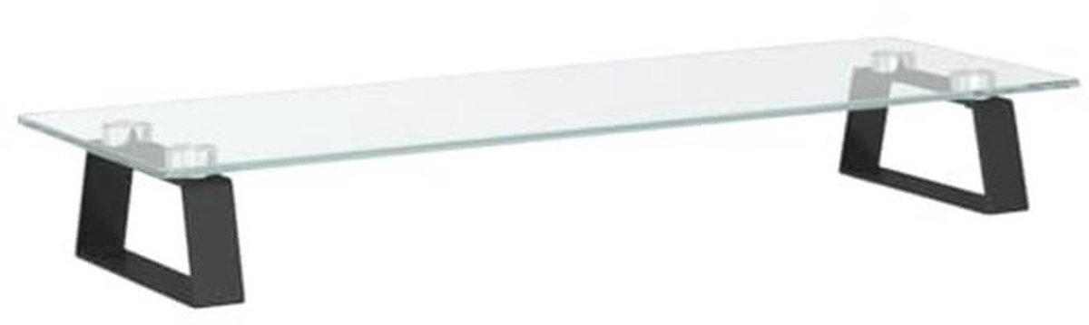 Monitorstandaard in zwart - Glas en metaal, 60x20x8 cm