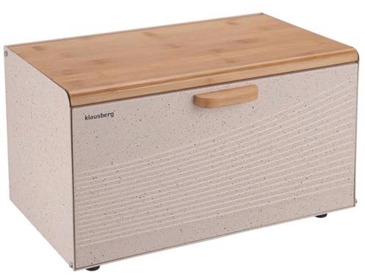 Ruime Broodtrommel van Hout en Roestvrij Staal - Beige