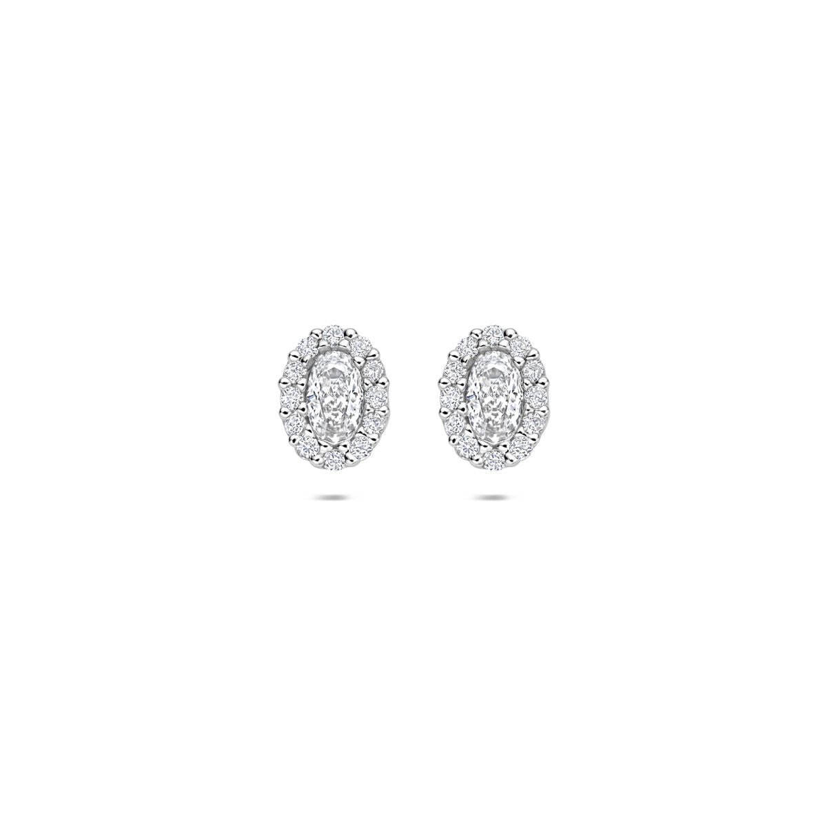 Zilveren gerhodineerde oorknoppen zirkonia 8 mm - 1342019