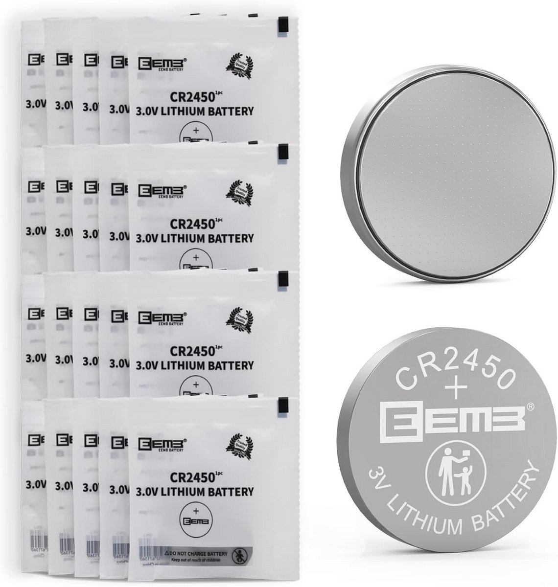 20 Pack CR2450 3V Lithium Coin Battery - Hoge Capaciteit Kind Veilig