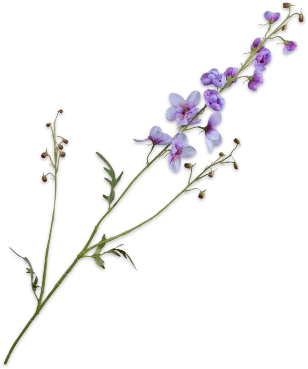 Silk-ka Kunstbloem-Zijden Bloem Delphinium Tak Wit-Paars 110 cm Per 2 Stuks