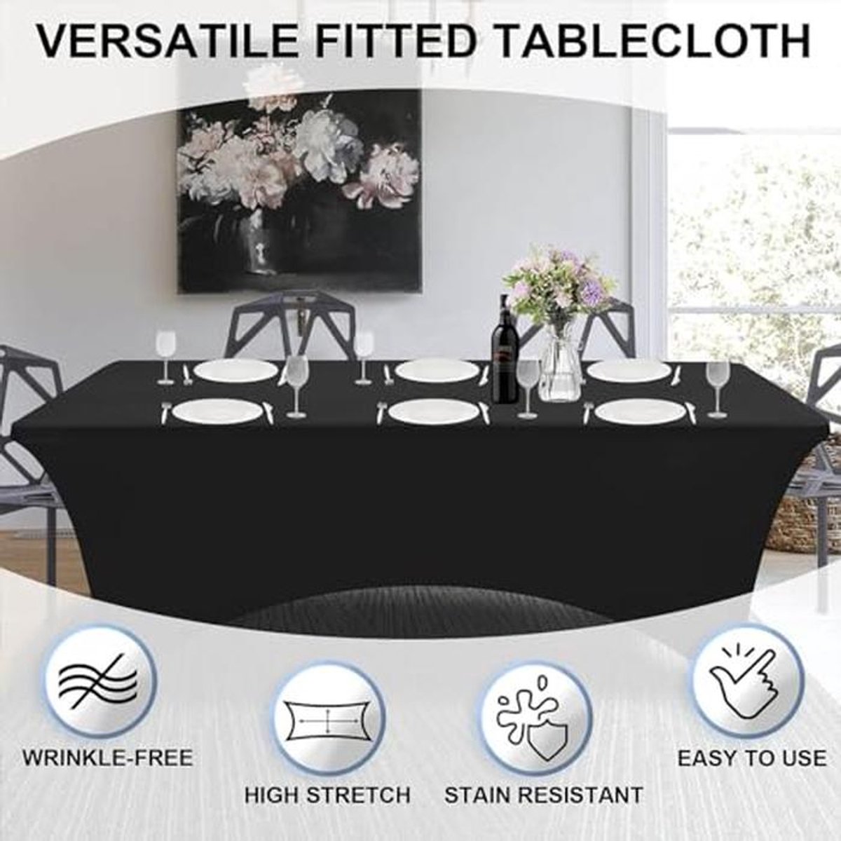 Stretch Tafelkleed voor Evenementen en Feesten - Wasbaar en Kreukvrij