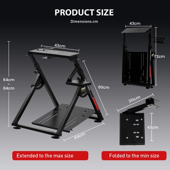 GTPLAYER - Race Simulator Stuursteun - Voor G29 G920 T300RS en Fanatec - Rood van GTPLAYER — afbeelding 3