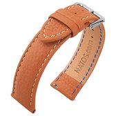Lederen Horlogebandje Epsom Lychee Patroon Lichtbruin - 20mm