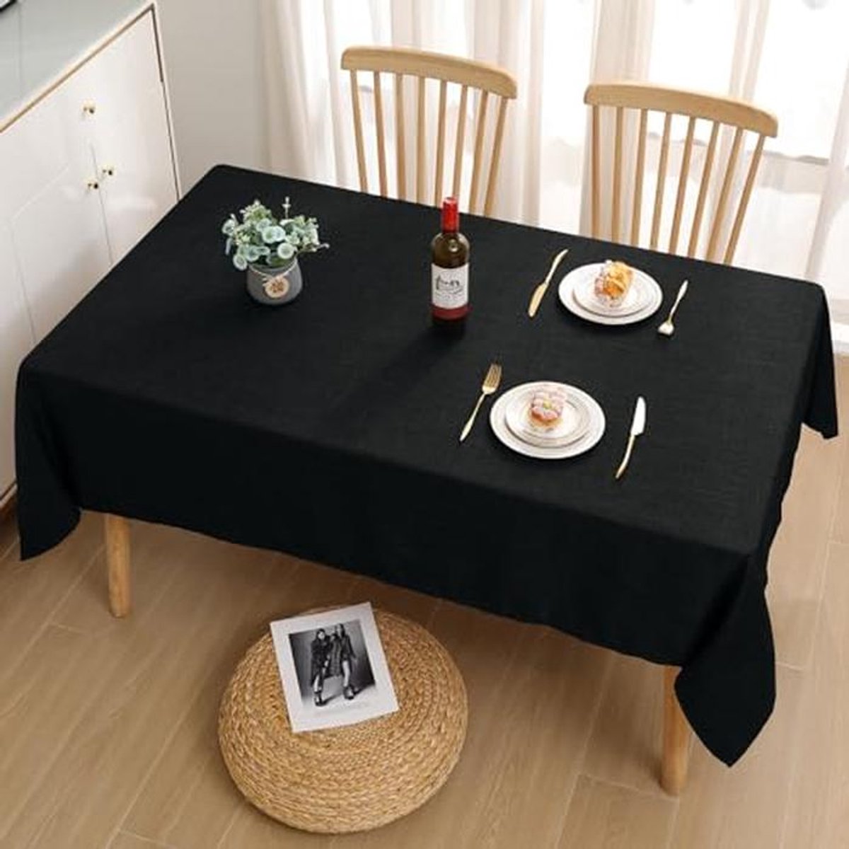 Waterafstotend Tafelkleed in Linnenlook - Rectangular 100 x 140 cm - Geel