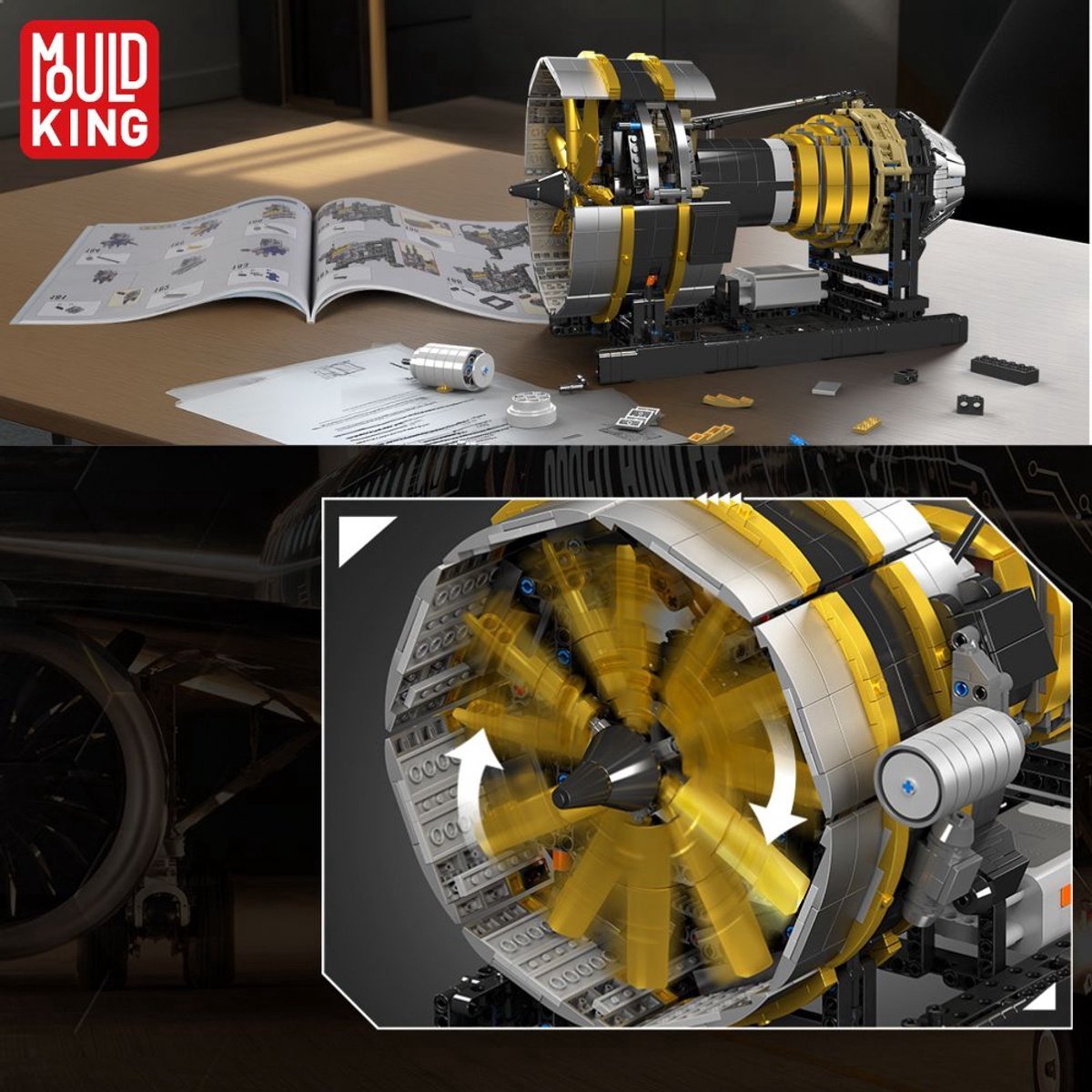 Mould King - 10141 Icons Technic Vliegtuig Straal motor | Speed champions modelbouw | Creator classic bouwpakket compatibel met lego of mega bloks | Technische speelgoed ideas voor expert volwassenen & kinderen | 2256 bouwstenen modelbouw — afbeelding 13