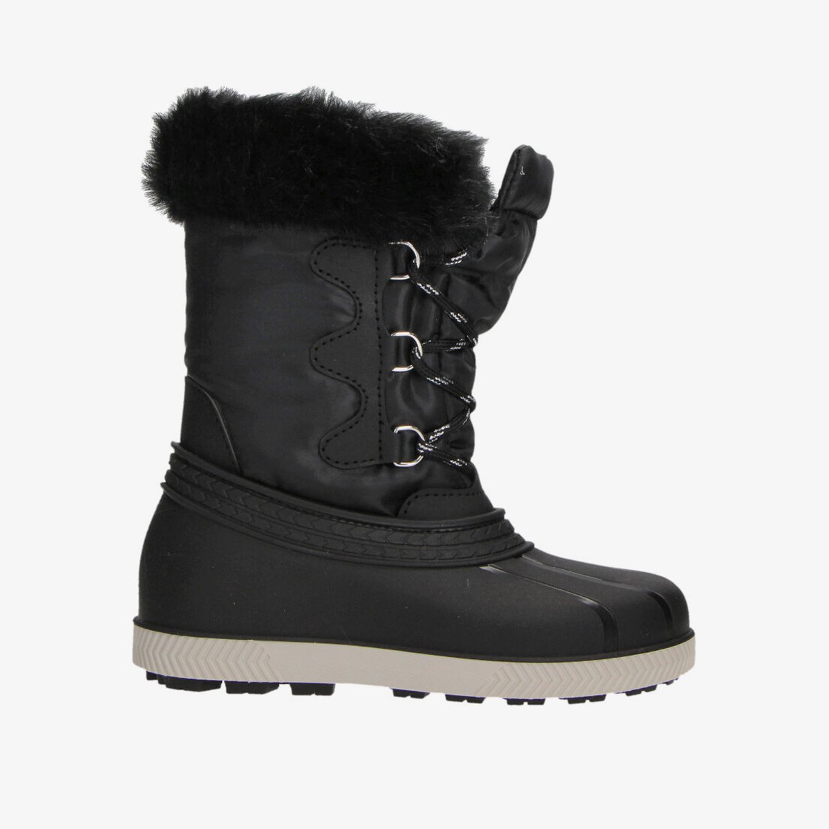 Snowfun gevoerde kinder snowboots met imitatiebont zwart - Maat 32/33 - Moonboots