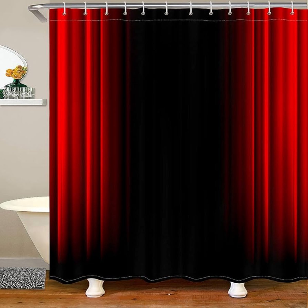 Abstract Ombre Douchegordijn - Waterdicht Polyester - 1 stuk - Rood en Zwart - 59x71 Inch