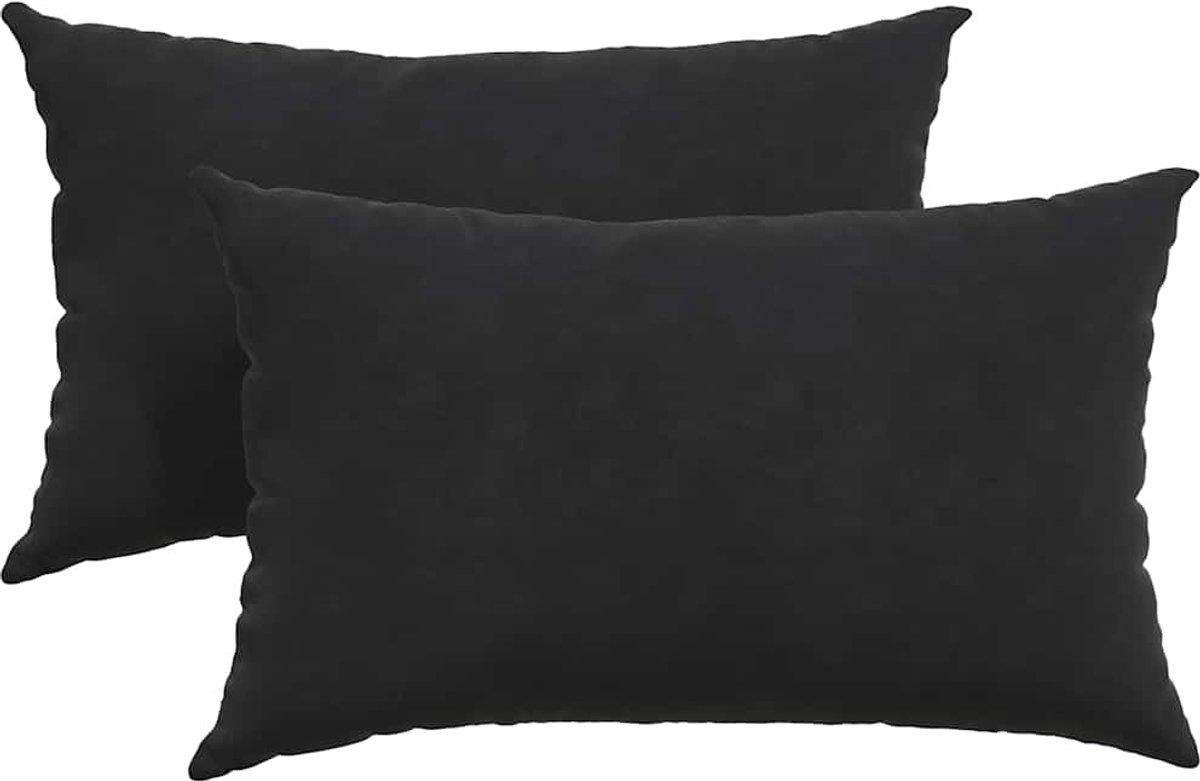 vidaXL Zitkussens - 2 - st - fluweel - Zwart - 50 - x - 30 - cm