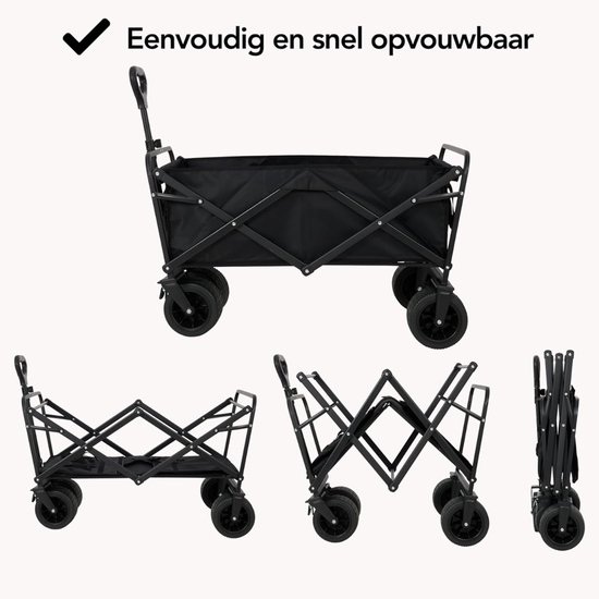 DnA® Bolderkar Opvouwbaar Luchtbanden - Bolderkar Opvouwbaar - Bolderkar Kinderenvervoer - Zwart - 57cm x 96cm x 57cm van Merkloos — afbeelding 5