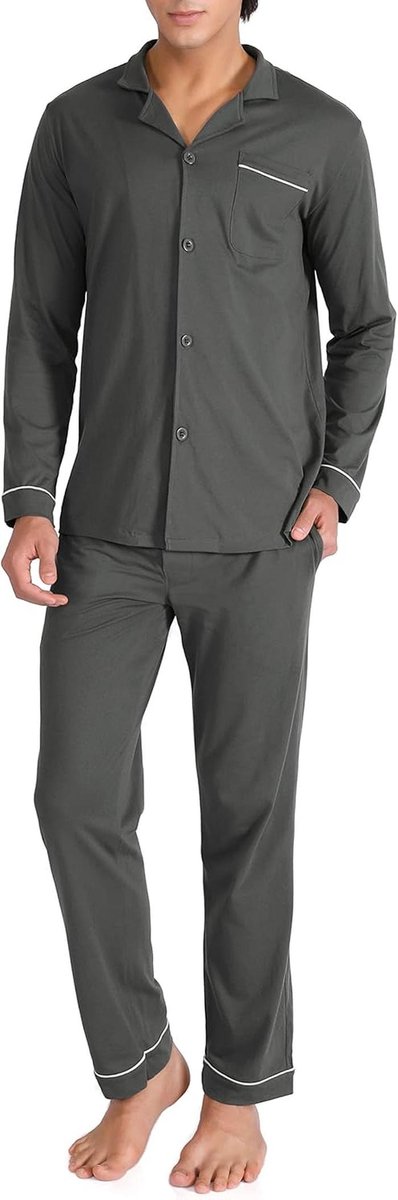 Katoenen Heren Pyjama Set - Ademend en Comfortabel Slaapgoed