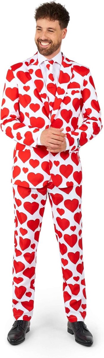 Herenjurk voor Valentijnsdag - Liefdeskostuum - Slim Fit - Inclusief blazer, broek en stropdas - Wit