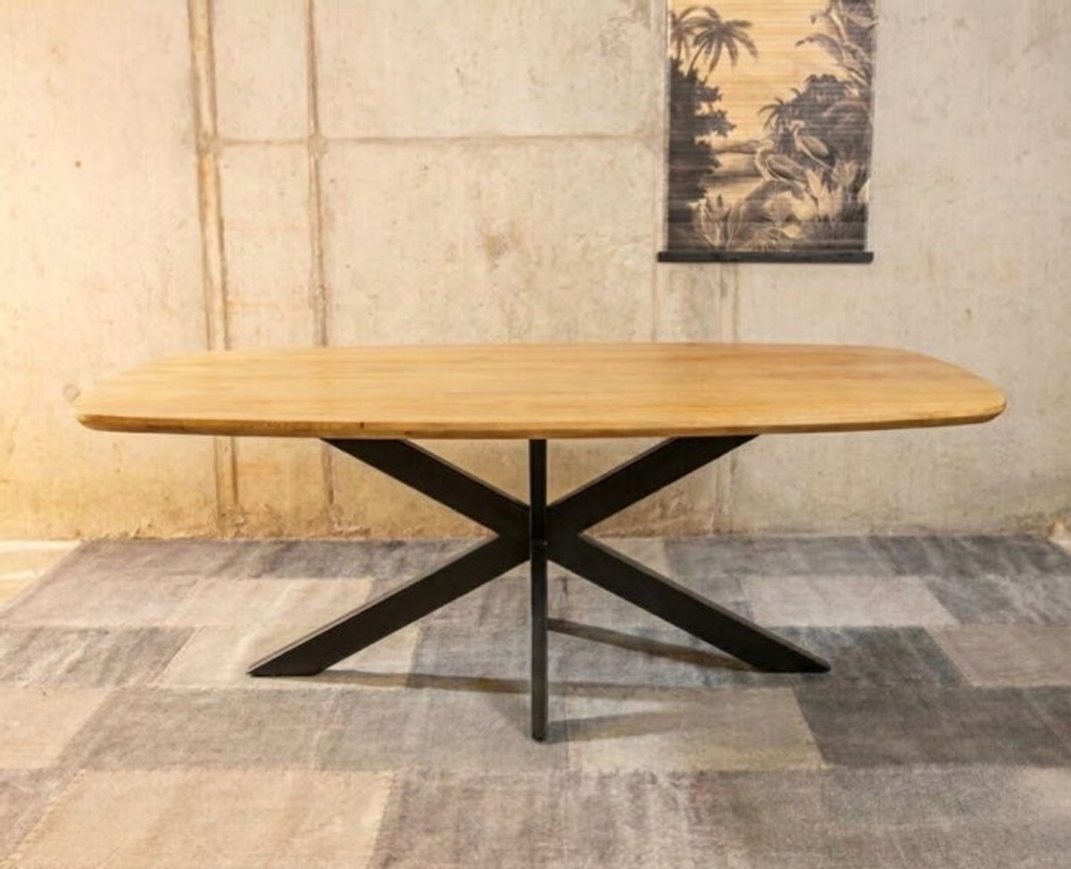 Meubelplaats Eettafel Colorado Deens ovaal mangohout 180x100x77 cm - metalen matrix - naturel
