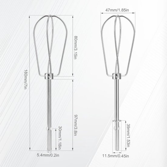 Handmixerklopperbevestigingen 2-Pack - Roestvrijstalen Mixeronderdelen voor Elektrische Mixers — afbeelding 3