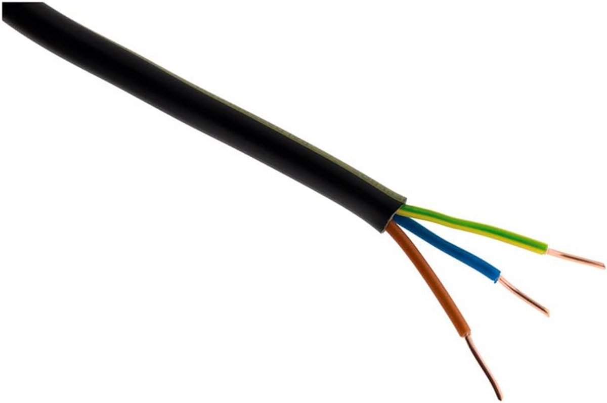 Duurzame 3G2.5mm² Elektrische Stroomkabel - Betrouwbare Bescherming Voor Binnen En Buiten Gebruik - Zwart - 10m