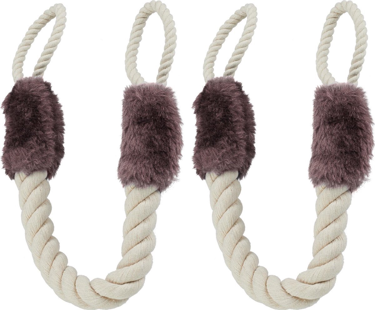 Door Stopper 2 Pieces Rope Clamp Protection Fabric Door Buffer 60 cm Long Beige-Brown