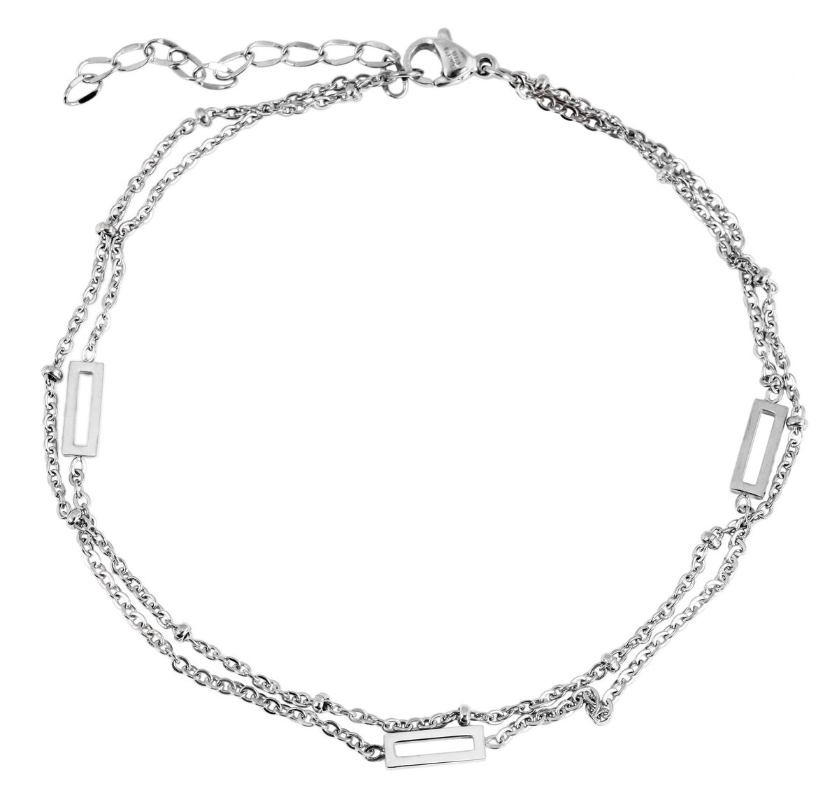 AKZENT Akzent dames voetsieraden Aleyna enkelbandje van roestvrij staal, rechthoeken, ballen
