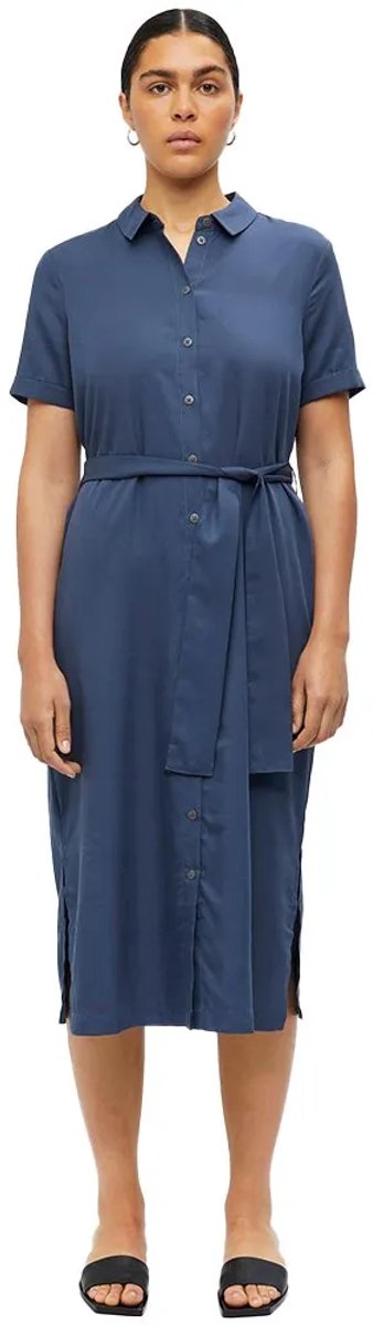 Object Tilda Isabella Korte Mouw Jurk Blauw 40 Vrouw