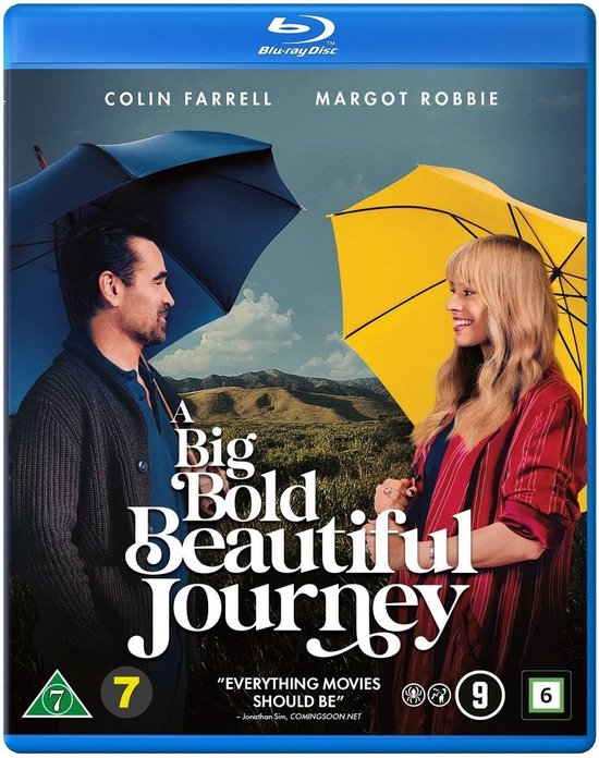 Colin Farrell en Margot Robbie met paraplu's, "A Big Bold Beautiful Journey"