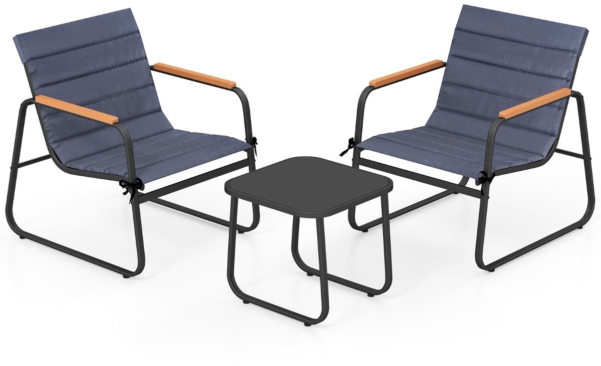 Balkonset 2 personen - Tuinset - Bistroset - Bruin - 3 delig - Tuintafel en 2 stoelen - 2 personen - Metaal