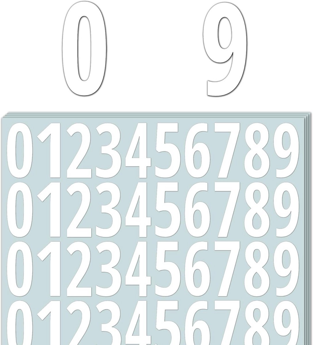 600 Stuks Zelfklevende Nummerstickers - 50mm Waterdichte Vinyl Cijfers - Wit