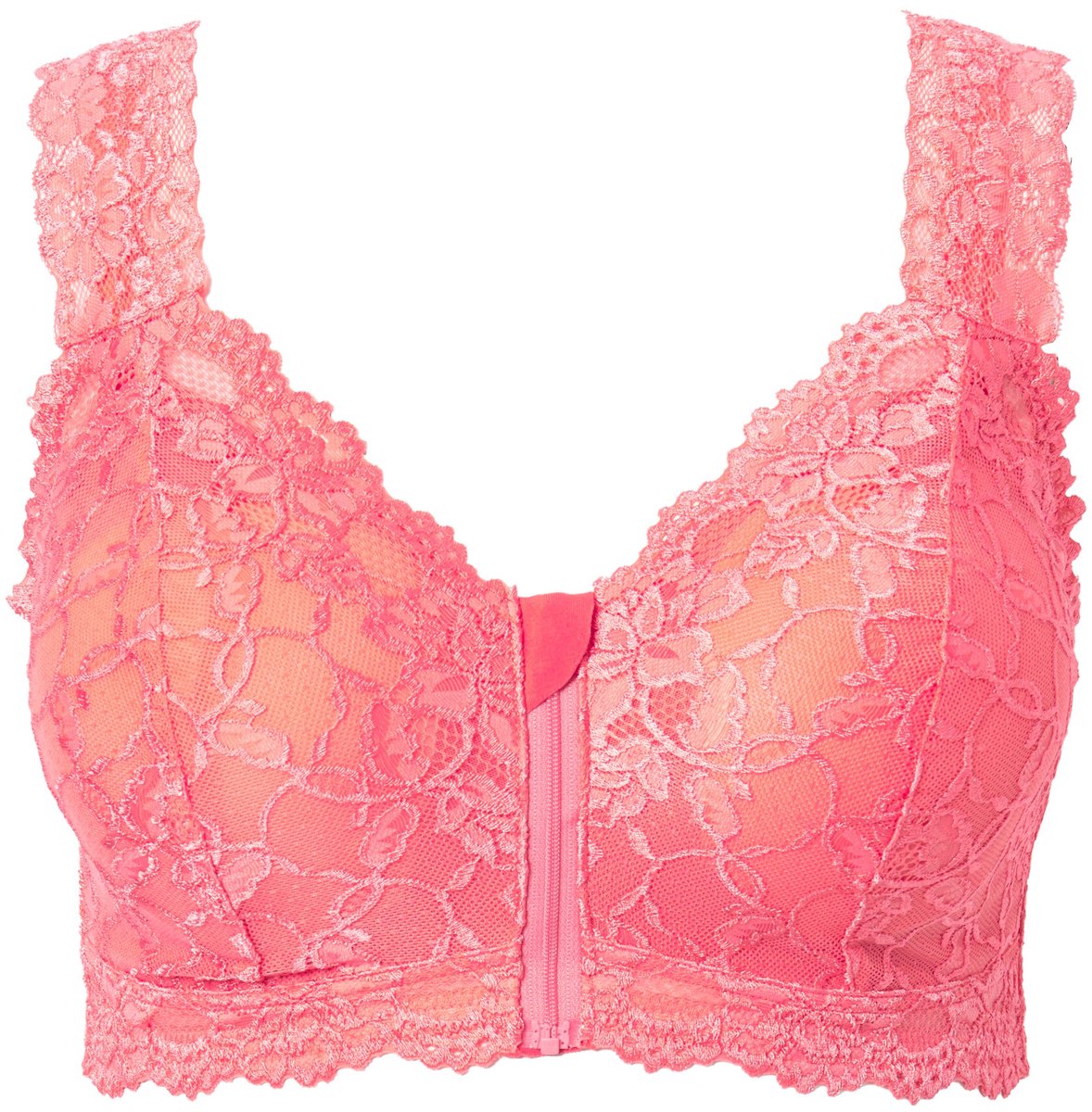 Ulla Popken - Dames - Bralette kant rits geen beugel - Koraal - Maat 95B