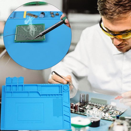 Magnetische Lötmatte, 500℃ Hitzebeständig Reparaturmatte, 45 x 30 cm Magnetische Silikon Arbeitsunterlage, mit Skala, Soldering Mat, zum Löten, Reparieren von Elektronischen Bauteilen