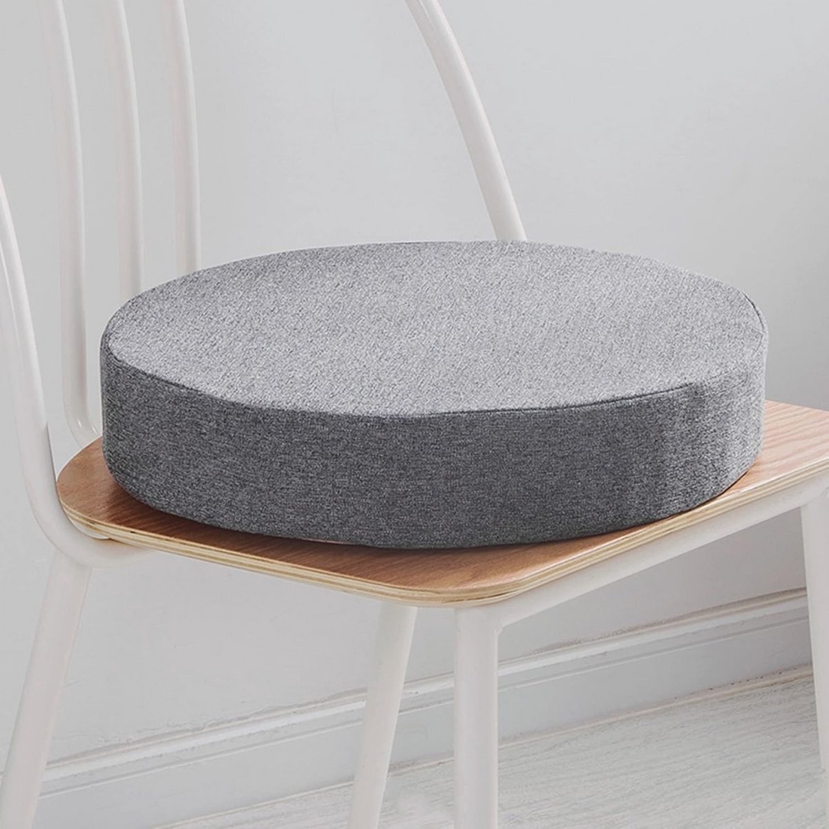 Ronde Zitkussens voor Eetstoelen en Tuinstoelen - Verwijderbare Hoes - 40x40x8cm - Grijs