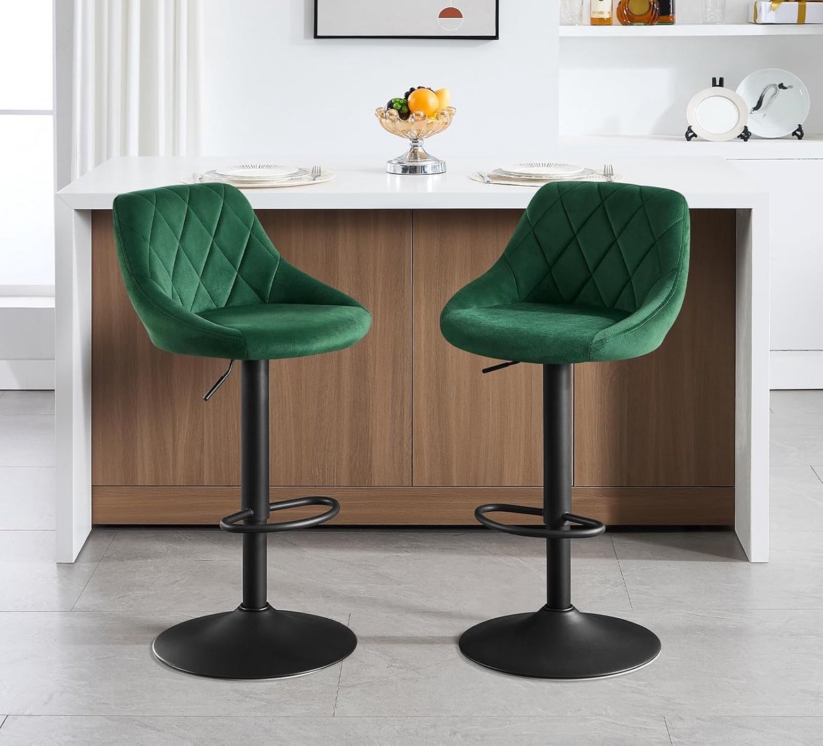 Set van 2 Design Barkrukken met Rugleuning - hoogte verstelbare Barstoelen Rugleuning – - Medahomestore