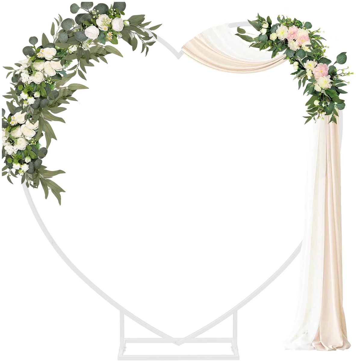 Fubzz Hartvormige Trouwboog - Metalen Bruiloft Ballonboog - Feest & Verloving Achtergrond Standaard - Stevig Decoratie Frame - 2,2x2,2m Wit