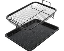 Knapperige ovenschaal met antiaanbaklaag en bakplaat voor luchtfriteuse – 2 stuks