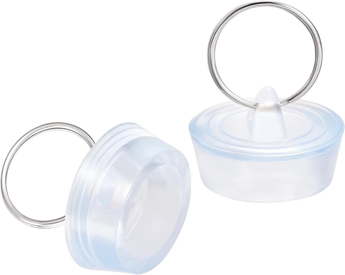 Rubberen spoelstop set van 2 - Afvoerstopper voor badkuip en keuken - Helder blauw - Voor 29-32 mm afvoeren