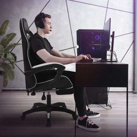 Gamingstoel met Voetsteun - Ergonomisch Ontwerp, Lendensteun Gamingstoel met Voetsteun - Ergonomisch Ontwerp, Lendensteun